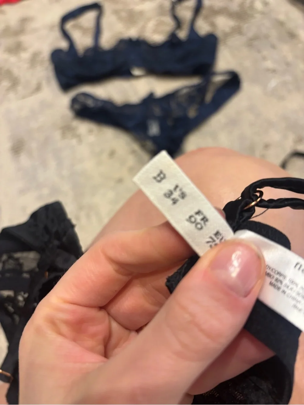 Fleur du Mal Black Lace Underwire Bra with Strappy Bikini